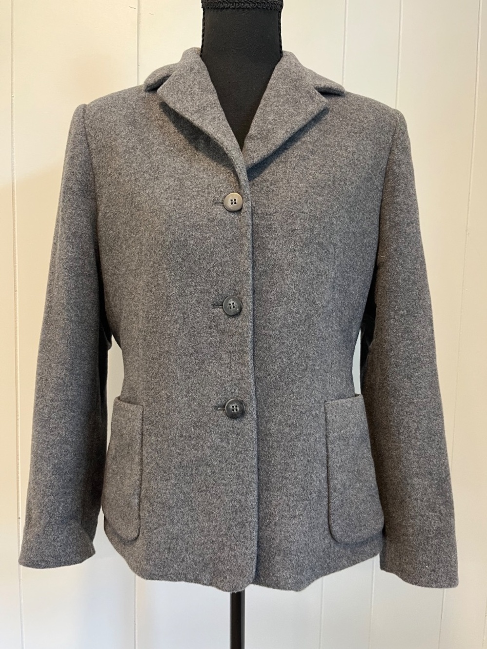 Petite Sophisticate Vintage Wool Cashmere Blend Blazer Gray sx 8P Officecore 90s